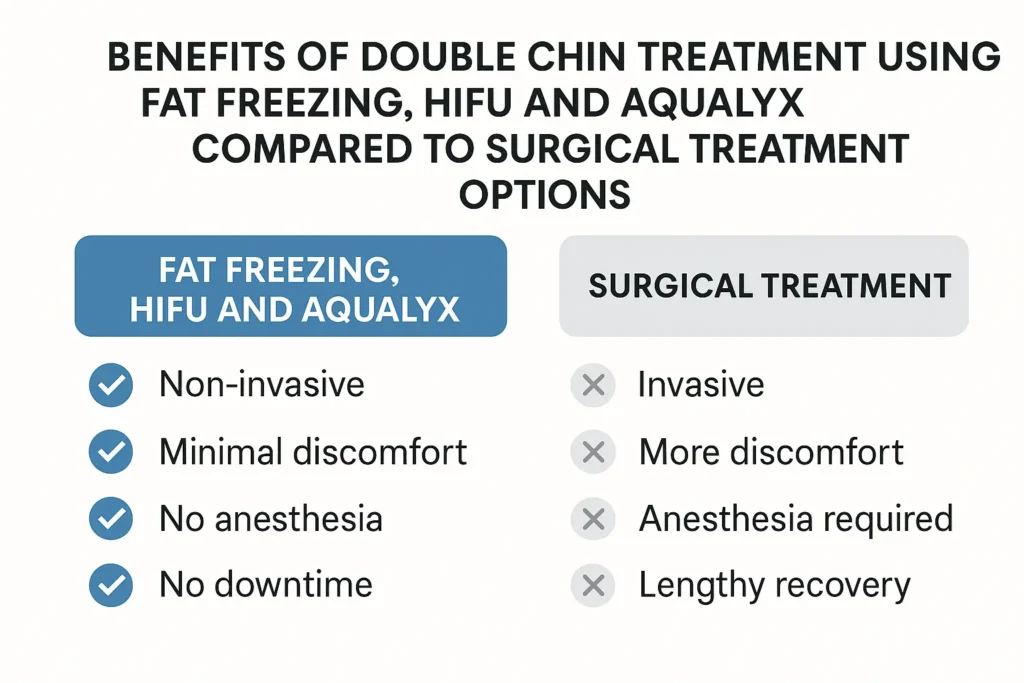 Graphic about the benefits of double chin treatment Brentford - from LA LIPO