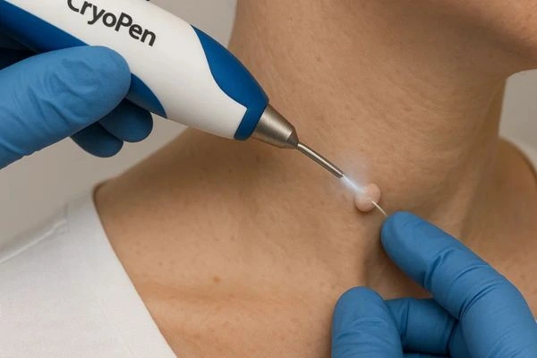 Person receiving Cryotherapy skin tag removal Brentford